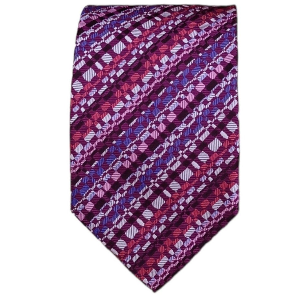 MISSONI Purple Geometric Silk Tie ITALY 60"/ 3.4" EC
